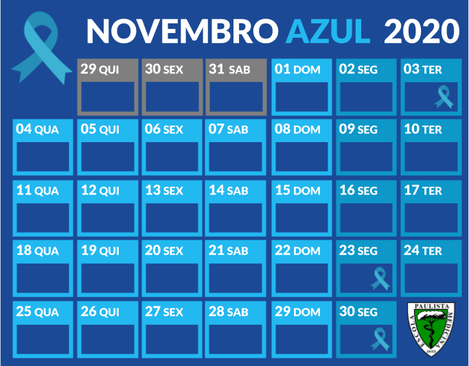 novembro azul calendario 2020