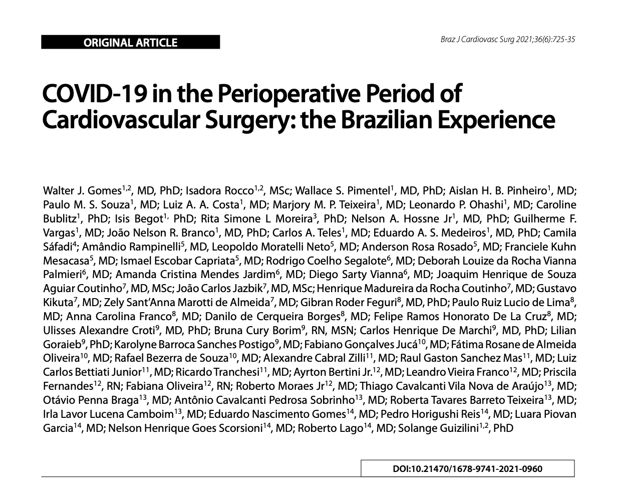 COVID 19 in the Perioperative Period of Cardiovascular Surgery the Brazilian Experience2021 10