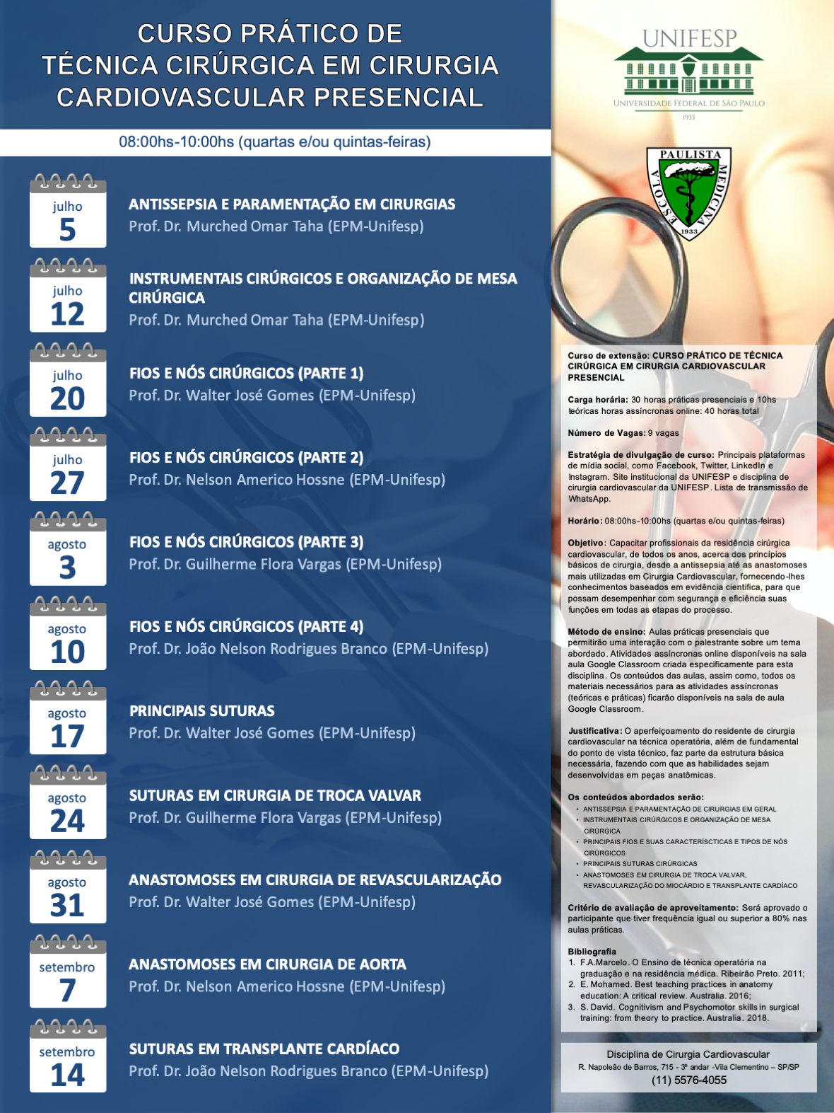 2023 07 cartaz CURSO PRÁTICO DE TÉCNICA CIRÚRGICA EM CIRURGIA CARDIOVASCULAR PRESENCIAL A3